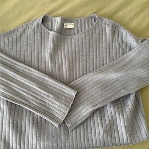 Frank & Oak Light Gray Ribbed Long sleeve Merinos Wool